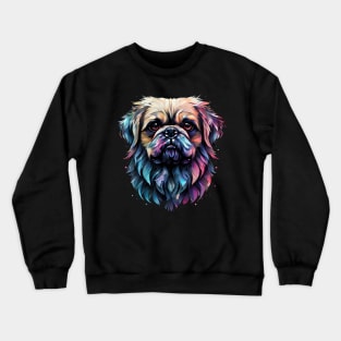 A Teal, Pink, Purple And Yellow Dog Crewneck Sweatshirt